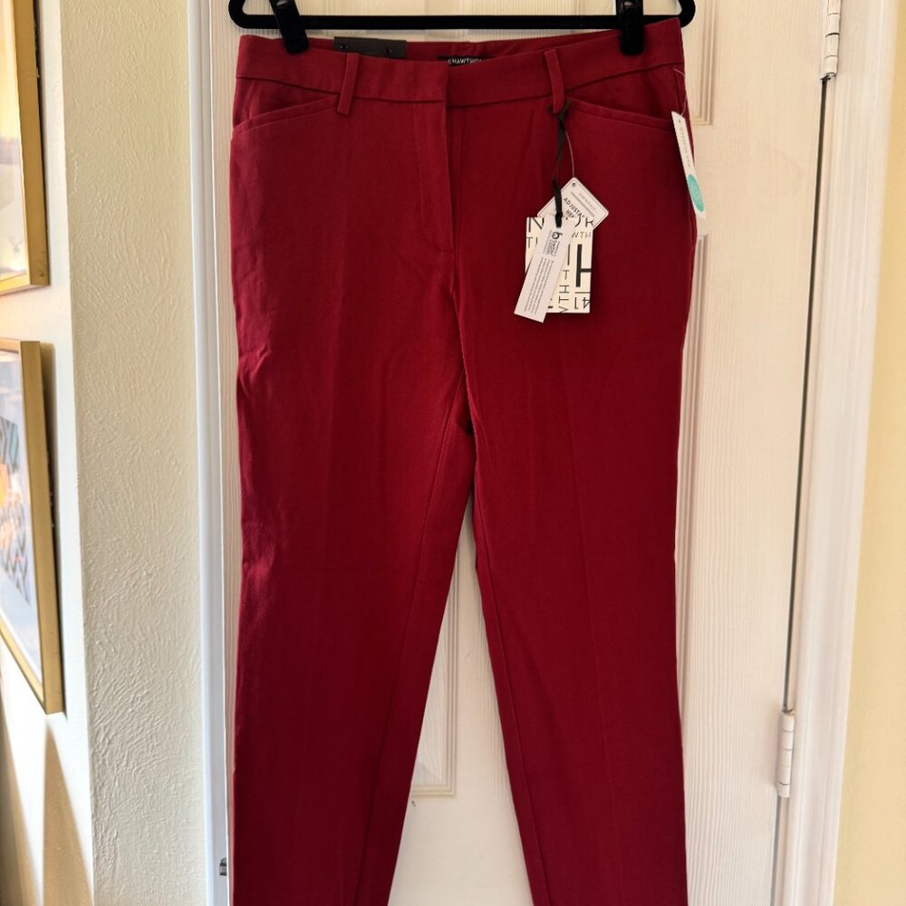 41 Hawthorn Becca Straight Leg Adjustable Hem Pant - Burgundy